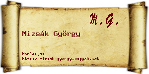 Mizsák György névjegykártya